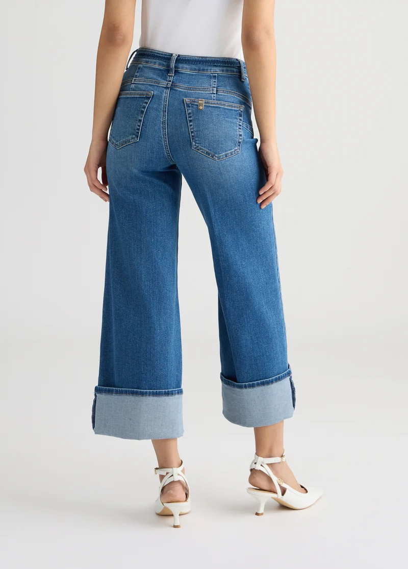 Cropped Jeans with Turn-Ups