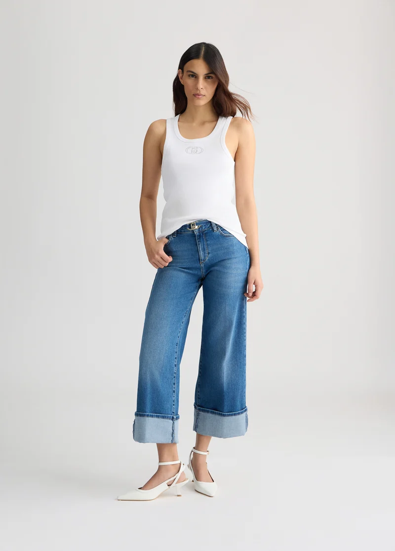 Cropped Jeans with Turn-Ups