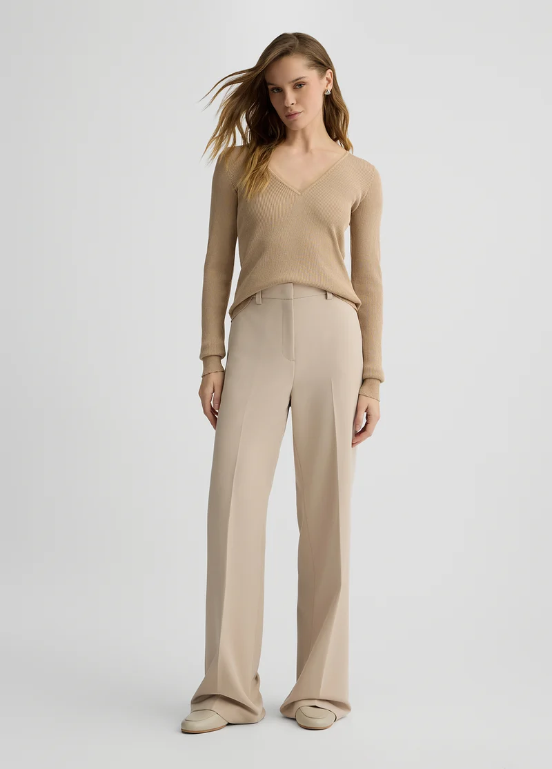 Beige Palazzo Trousers