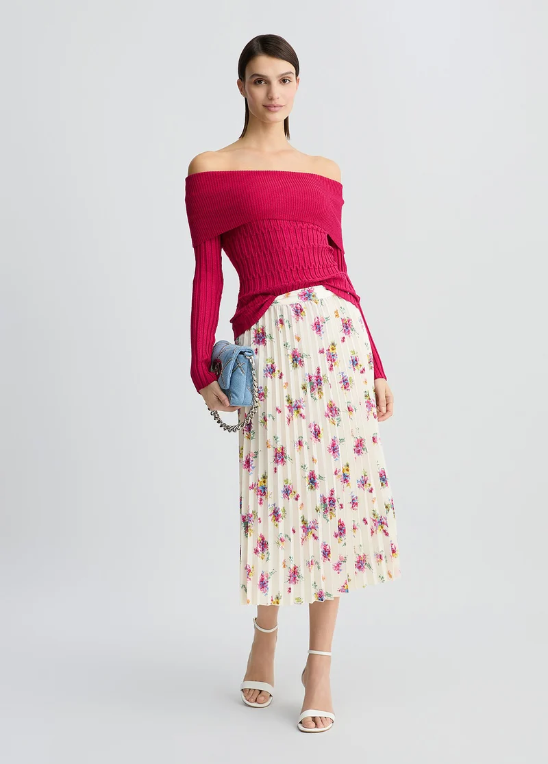 Floral Pleated Skirt