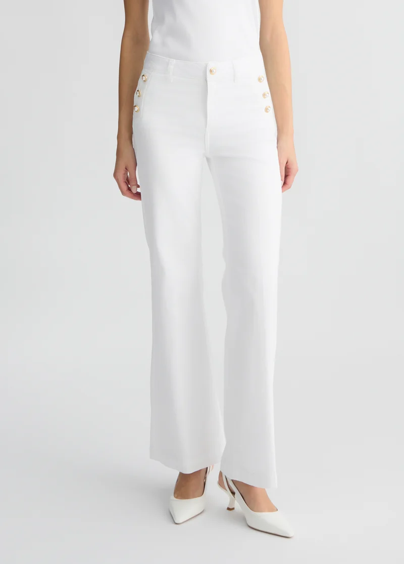 Flared Trousers with Buttons