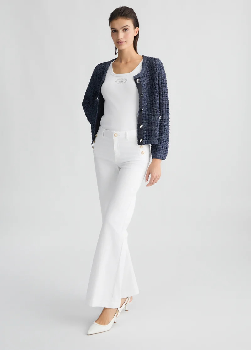 Flared Trousers with Buttons