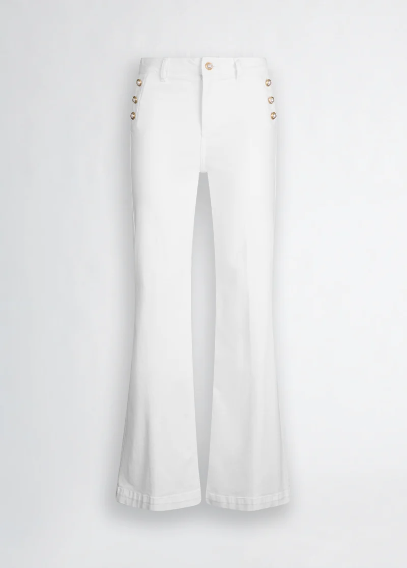 Flared Trousers with Buttons