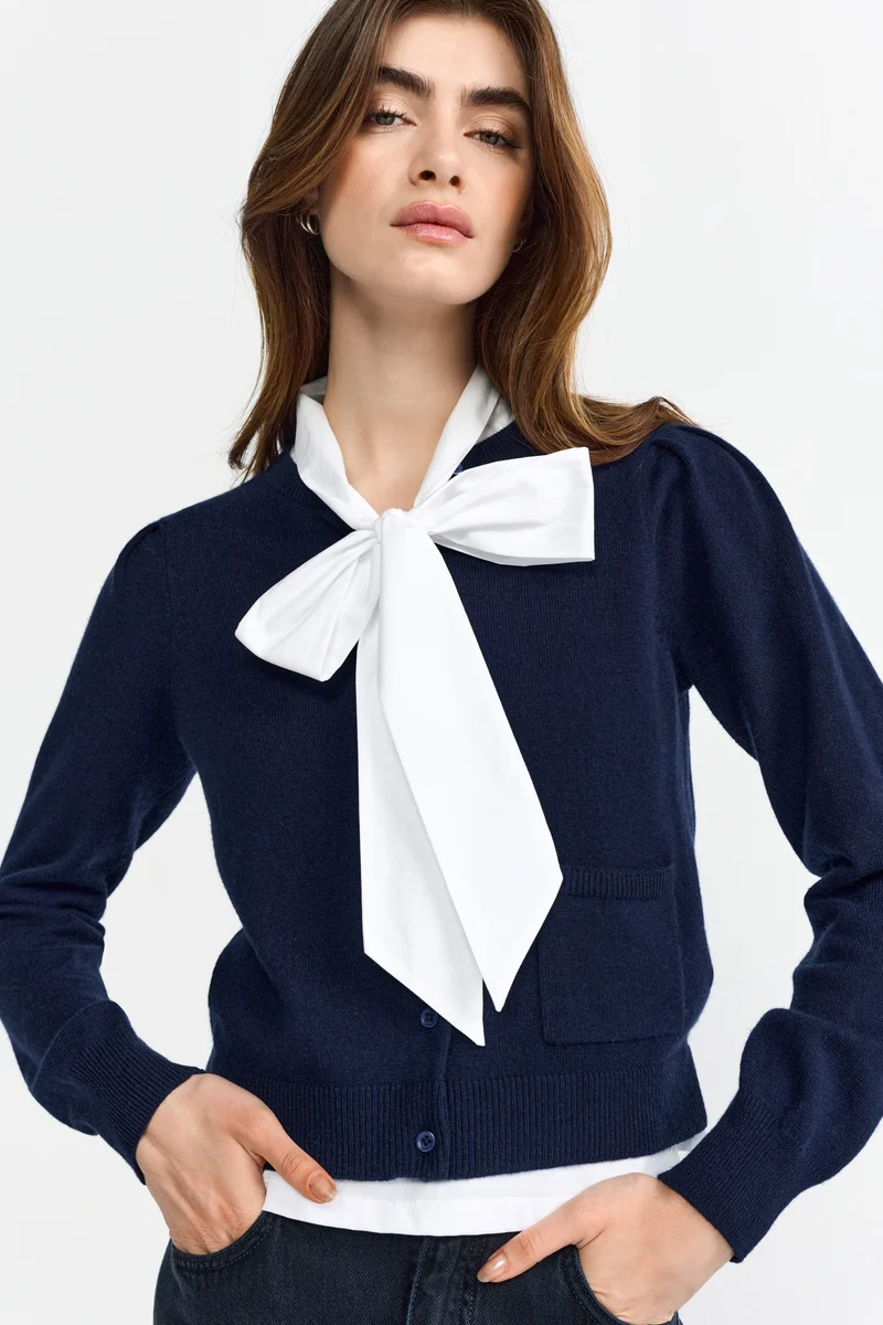 Mat Mix T-Shirt with Bow, white