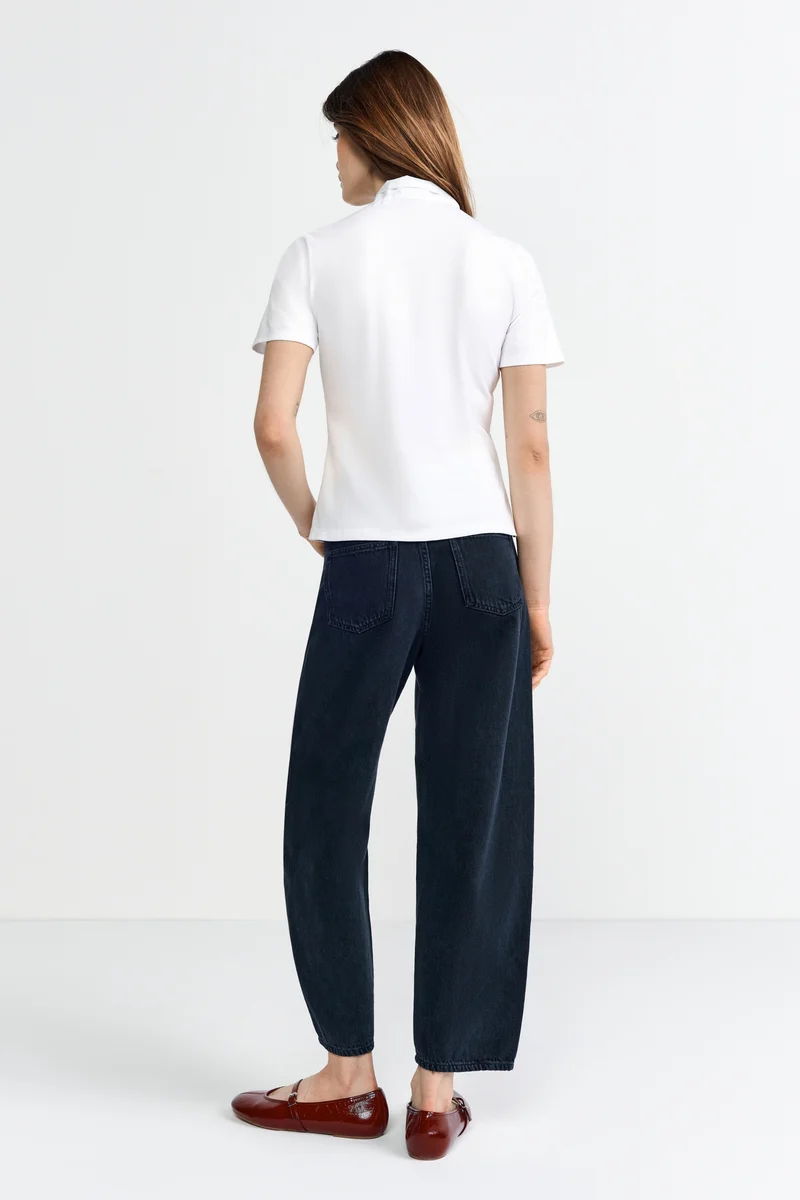 Mat Mix T-Shirt with Bow, white