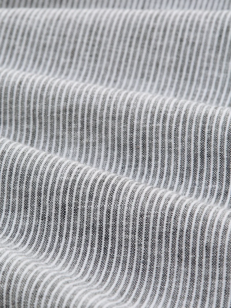 cotton linen shirt, navy white small stripe