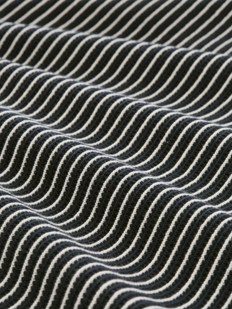 structured stripe knit polo, navy offwhite stripe