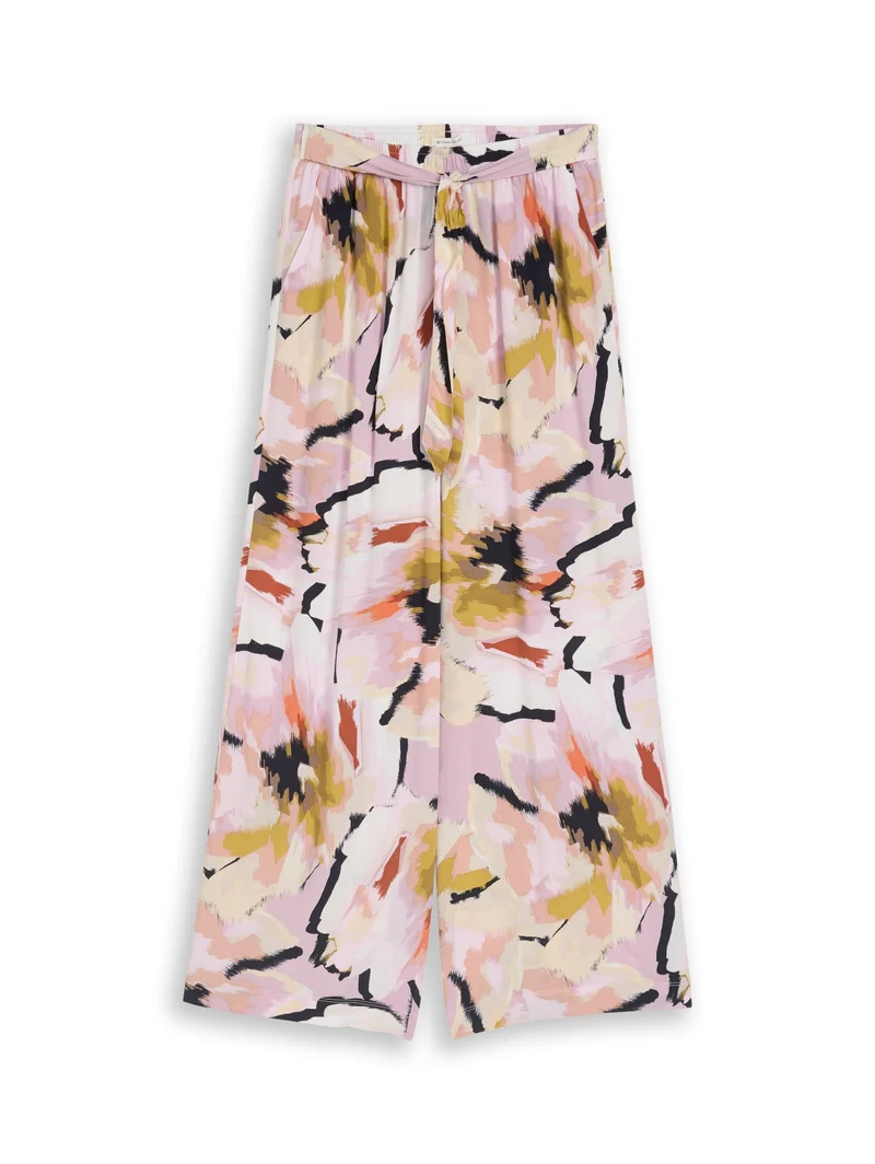 loose fit palazzo pants, big abstract flower print