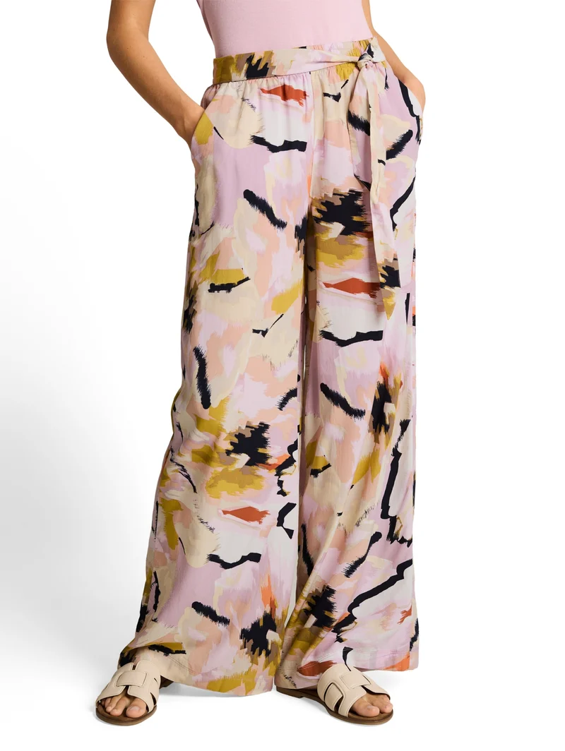 loose fit palazzo pants, big abstract flower print