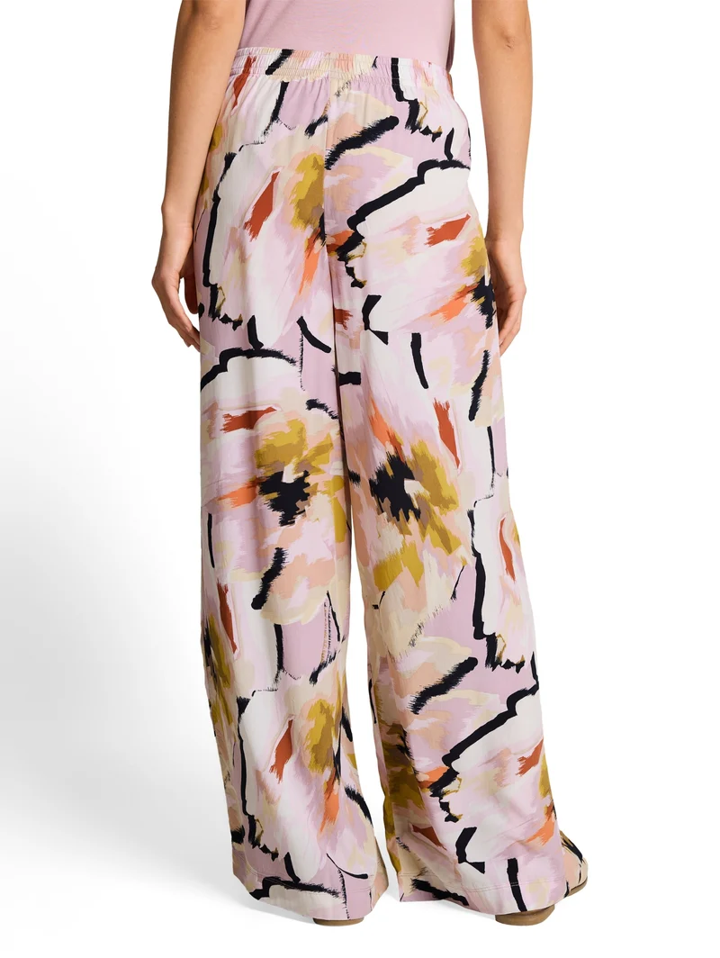 loose fit palazzo pants, big abstract flower print