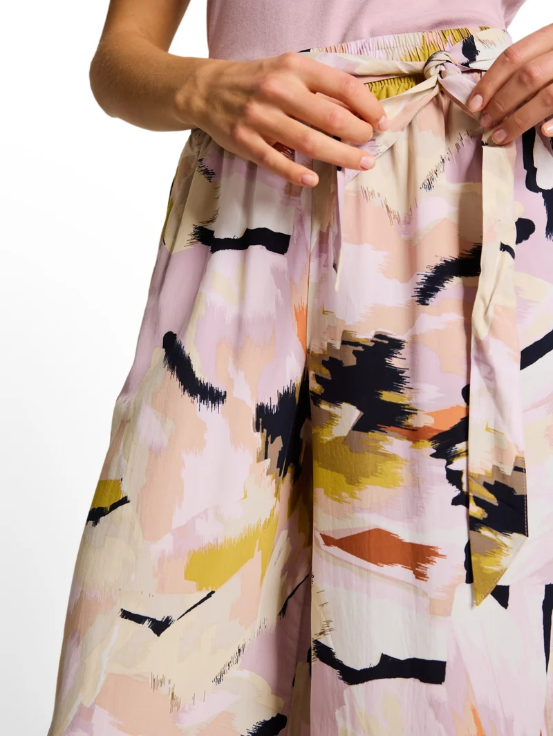 loose fit palazzo pants, big abstract flower print