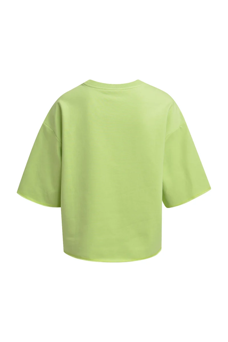 BOXY CROPPED COLLEGE SWEATSHIRT SHO, SPRING GREEN