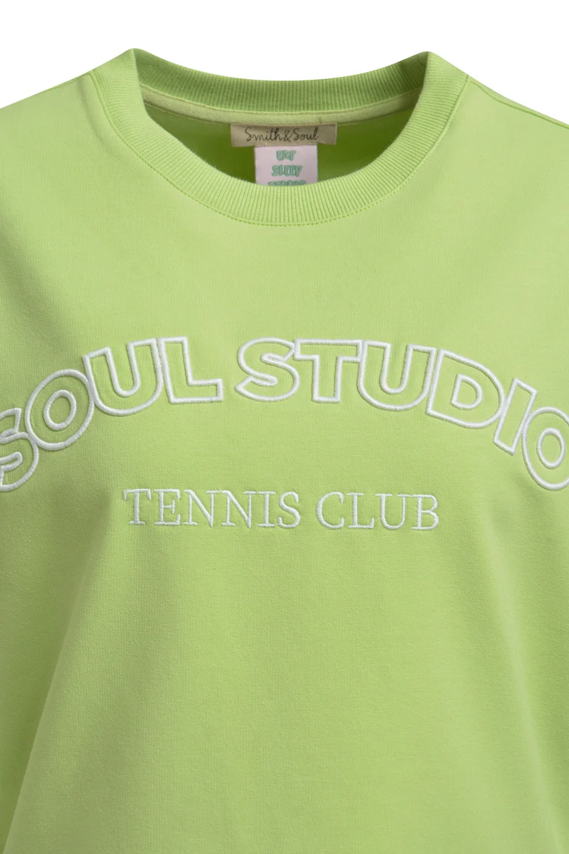 BOXY CROPPED COLLEGE SWEATSHIRT SHO, SPRING GREEN