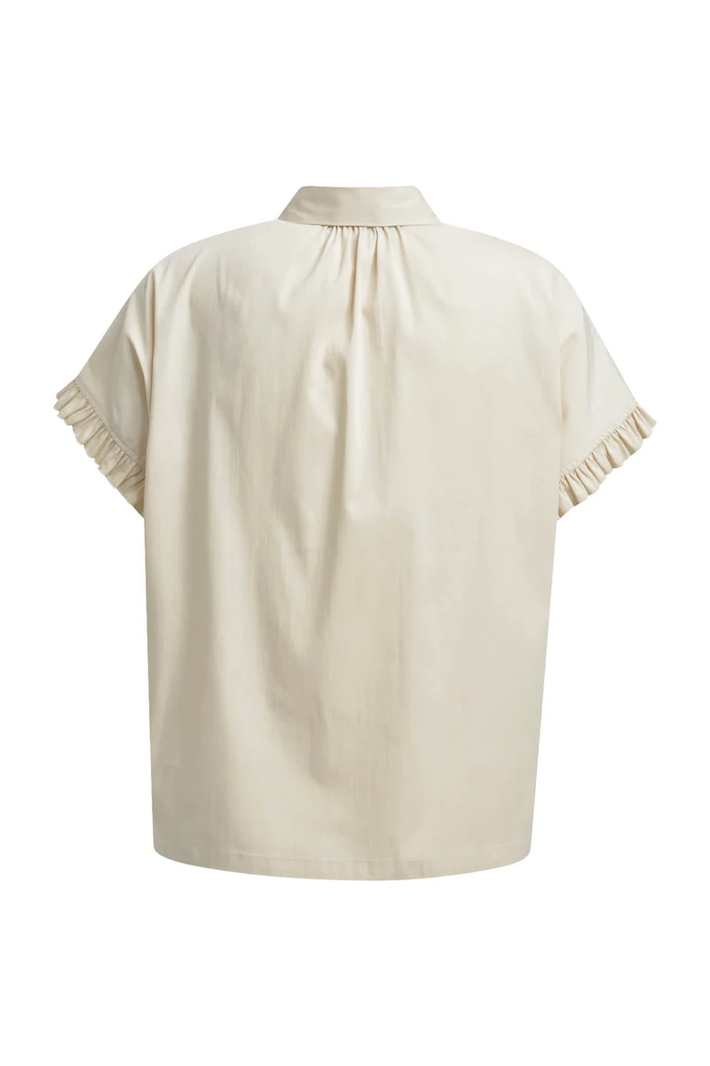 BLOUSE WITH RUFFLE SLV, BEIGE