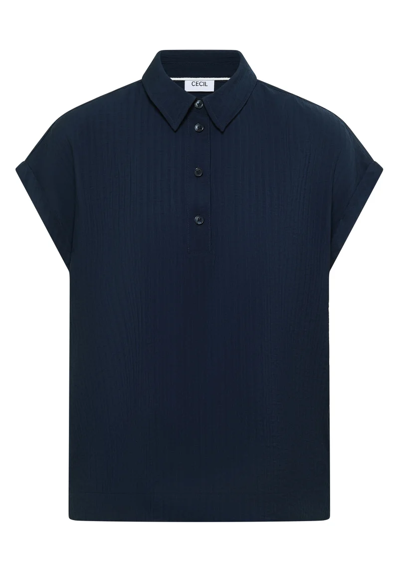TOS Solid Collar Blouse, universal blue