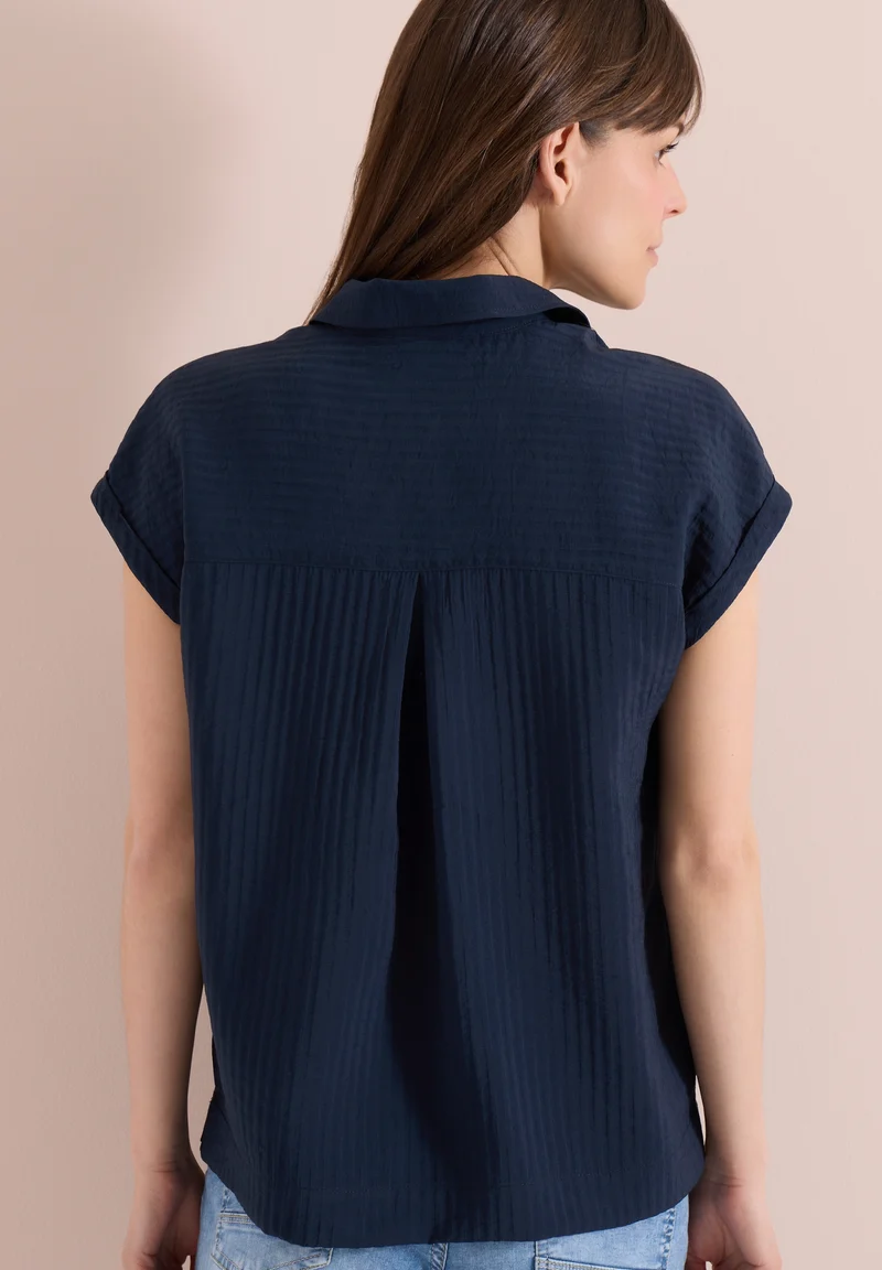 TOS Solid Collar Blouse, universal blue