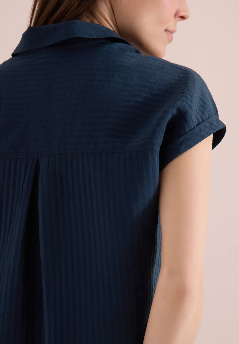 TOS Solid Collar Blouse, universal blue