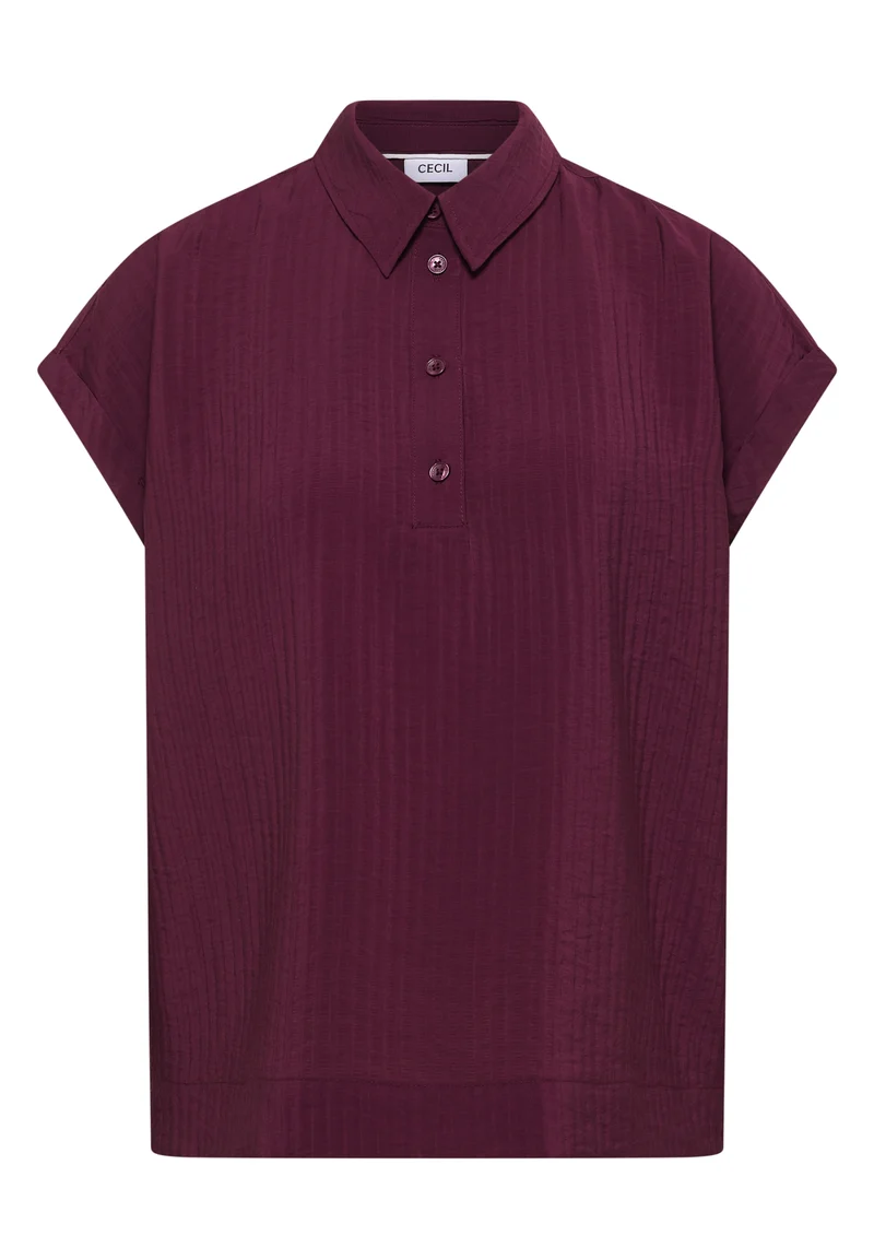TOS Solid Collar Blouse, sweet grape red