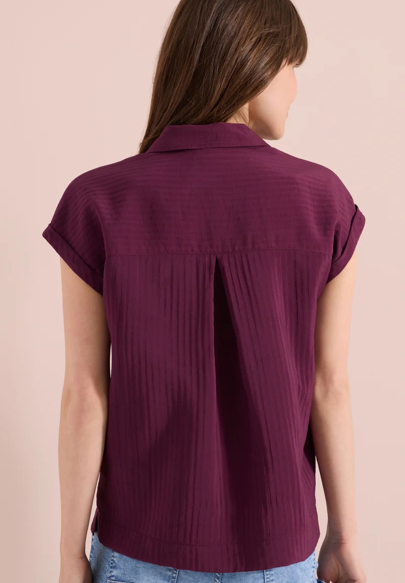 TOS Solid Collar Blouse, sweet grape red