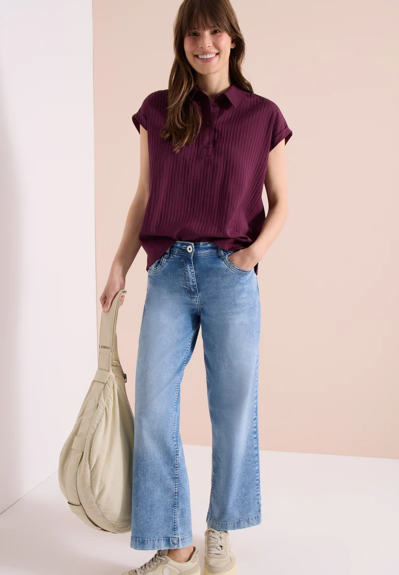 TOS Solid Collar Blouse, sweet grape red