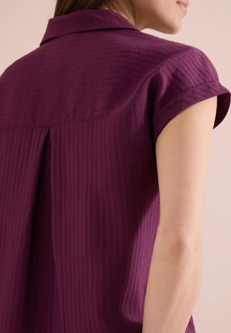TOS Solid Collar Blouse, sweet grape red