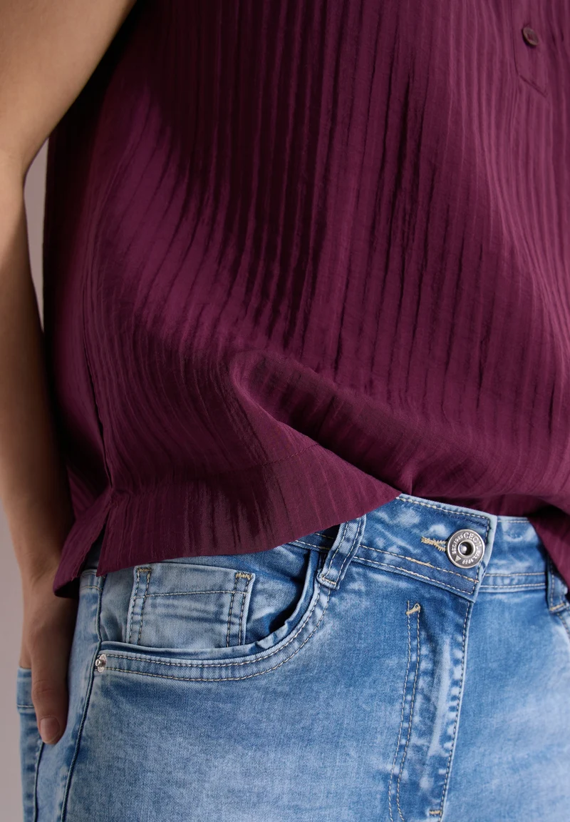 TOS Solid Collar Blouse, sweet grape red