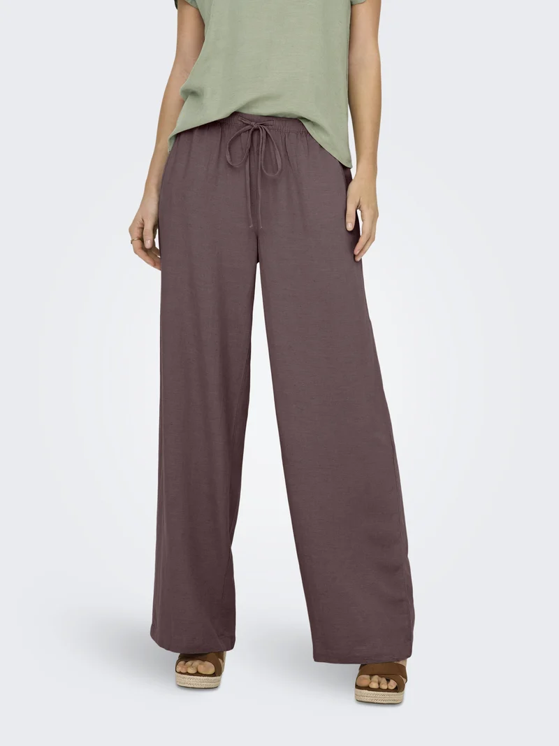 JDYCAYA LINEN MW PANT WVN NOOS, Huckleberry
