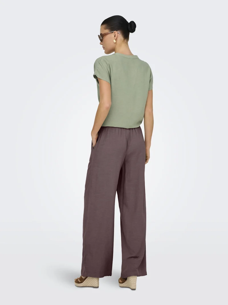 JDYCAYA LINEN MW PANT WVN NOOS, Huckleberry