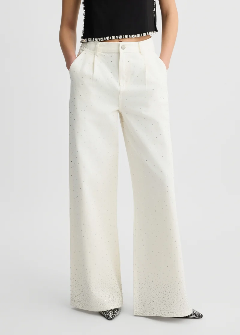 Flared jeans with rhinestones