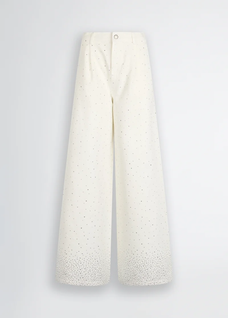 Flared jeans with rhinestones