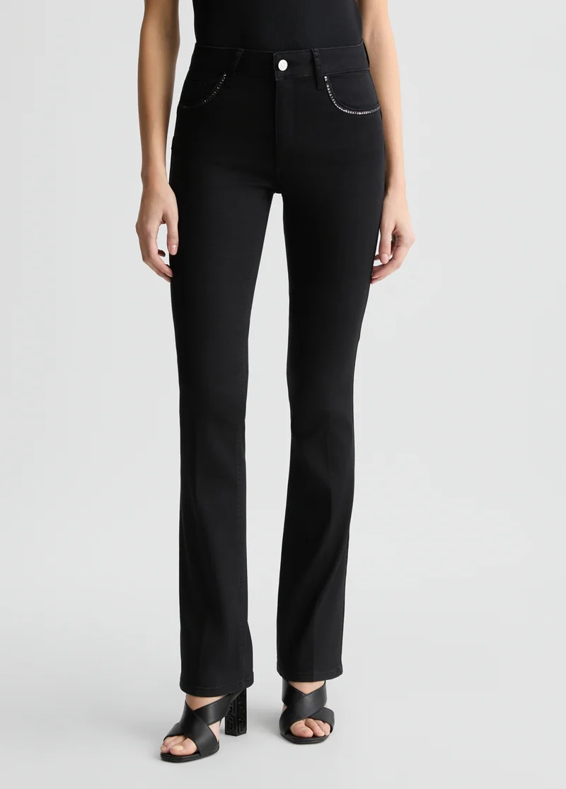 Black Bootcut Jeans with Rhinestones