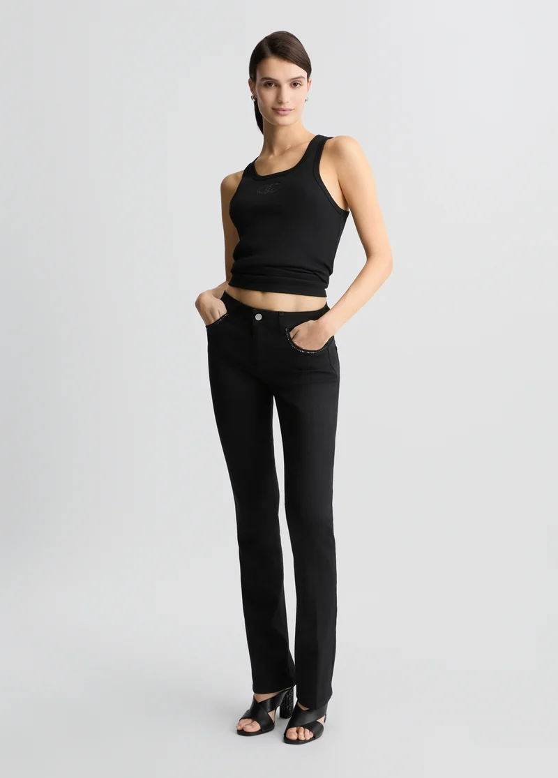 Black Bootcut Jeans with Rhinestones