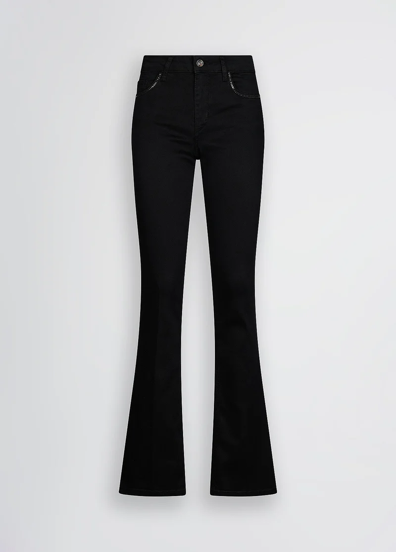 Black Bootcut Jeans with Rhinestones