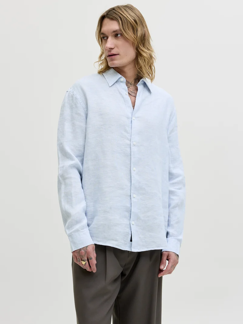 JPRBLALAWRENCE LINEN LS SHIRT SN, Chambray Blue