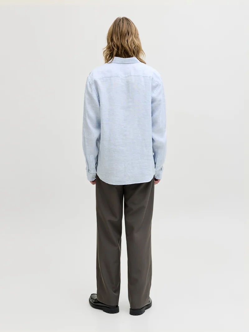 JPRBLALAWRENCE LINEN LS SHIRT SN, Chambray Blue