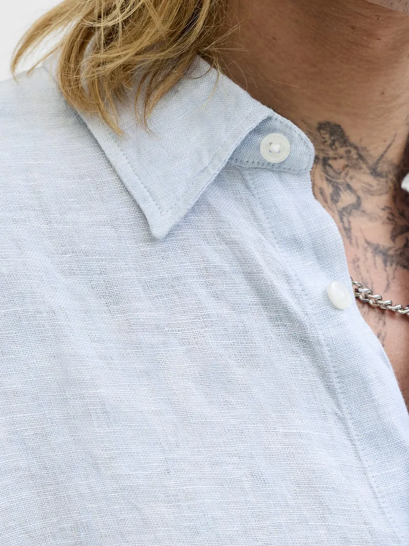 JPRBLALAWRENCE LINEN LS SHIRT SN, Chambray Blue