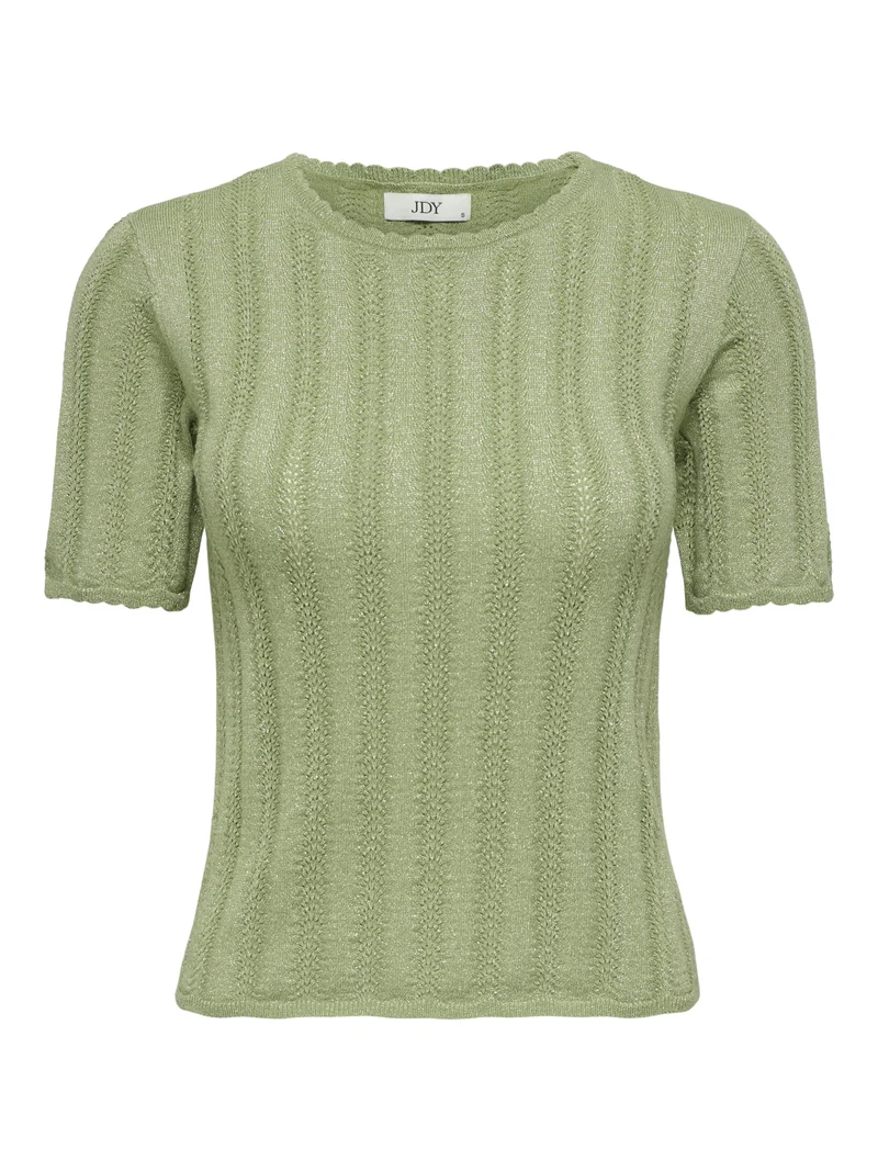 JDYBEAUTY 2/4 O-NECK PULLOVER KNT, Sage/W DTM LUREX