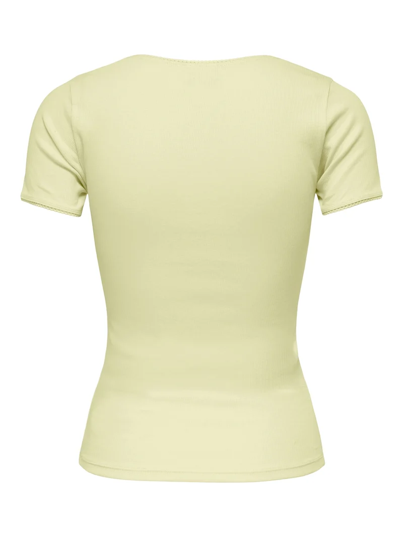 JDYLUCKY S/S O NECK DETAIL TOP JRS, Double Cream