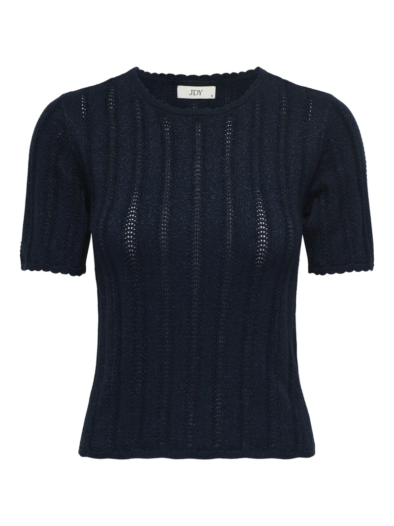 JDYBEAUTY 2/4 O-NECK PULLOVER KNT, Black Iris/W DTM LUREX