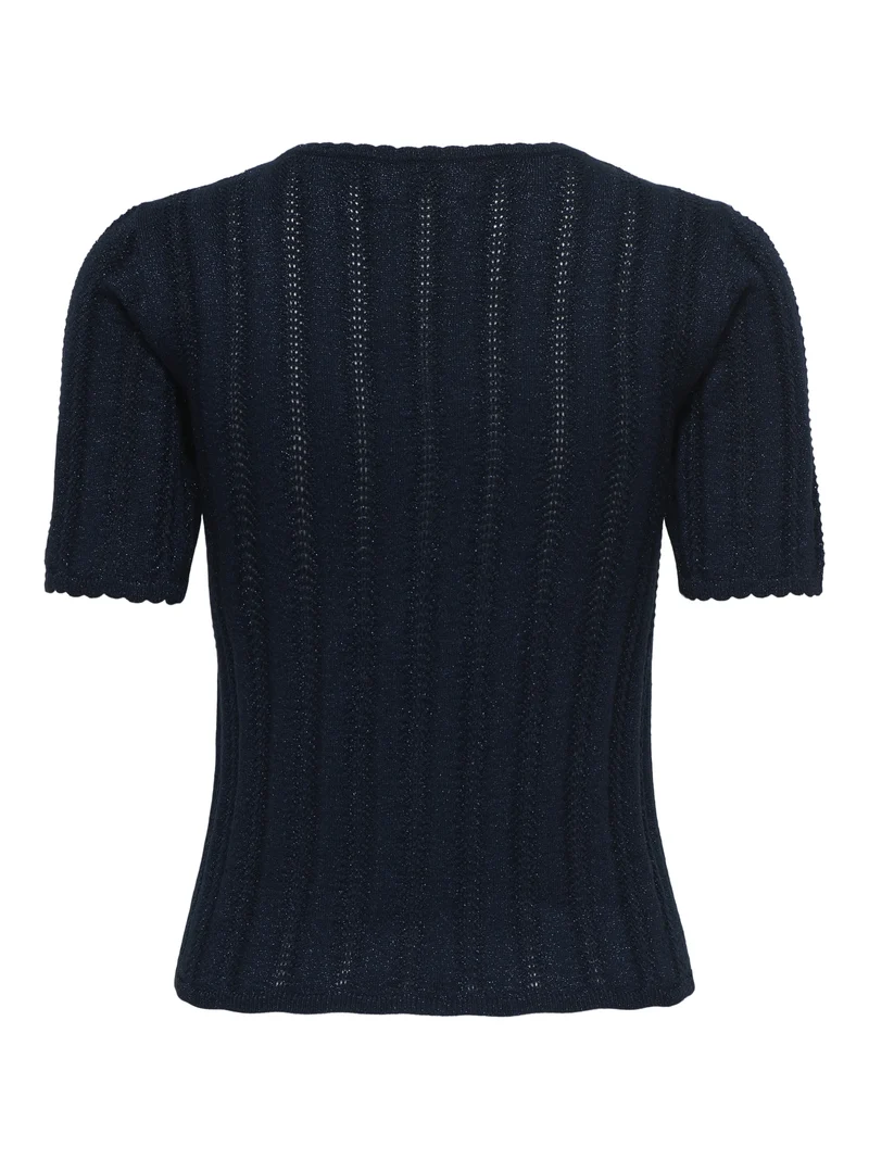 JDYBEAUTY 2/4 O-NECK PULLOVER KNT, Black Iris/W DTM LUREX