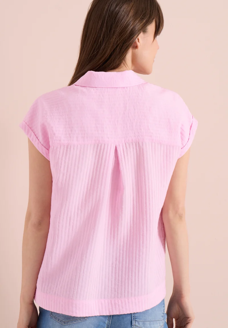 TOS Solid Collar Blouse, light blush rose