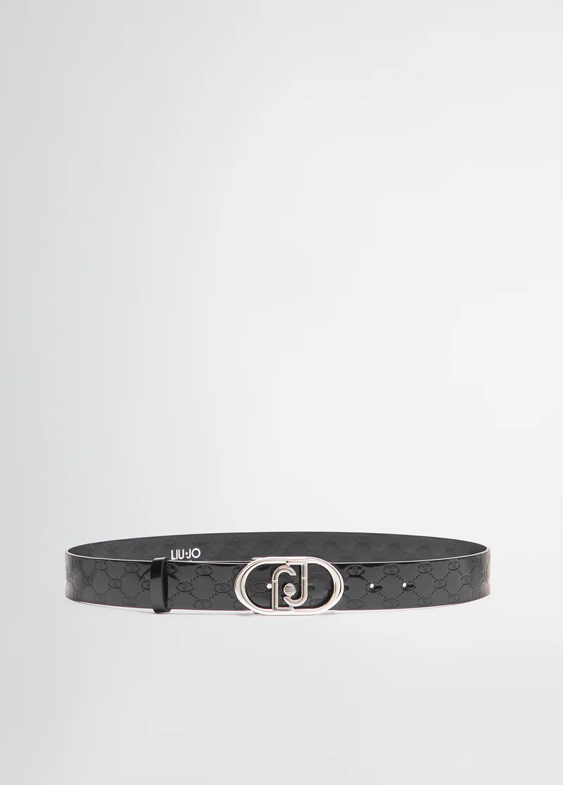 Leather belt with logo