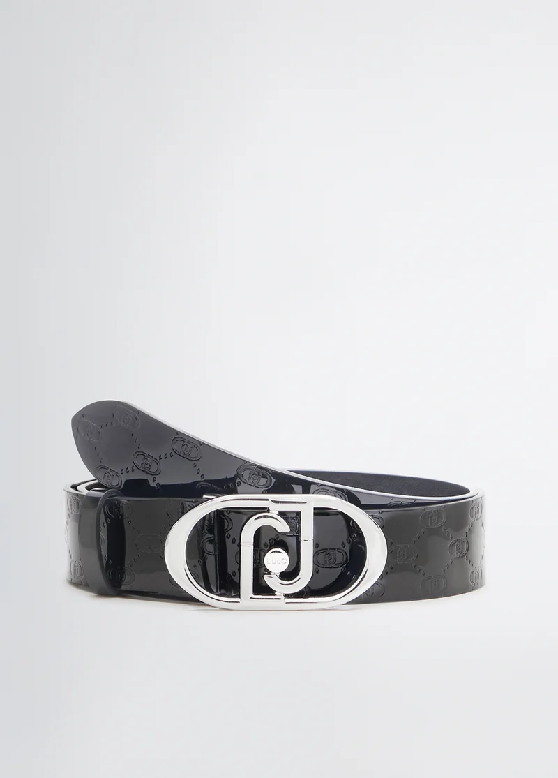Leather belt with logo