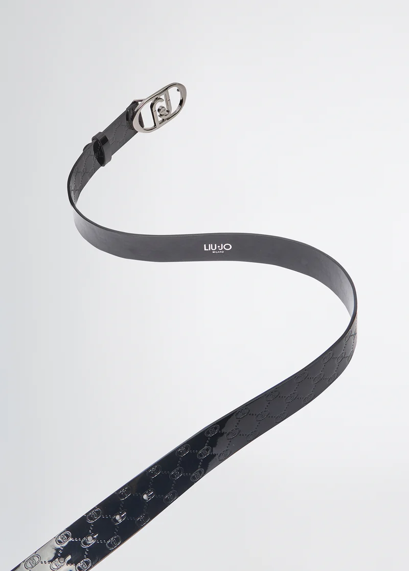 Leather belt with logo