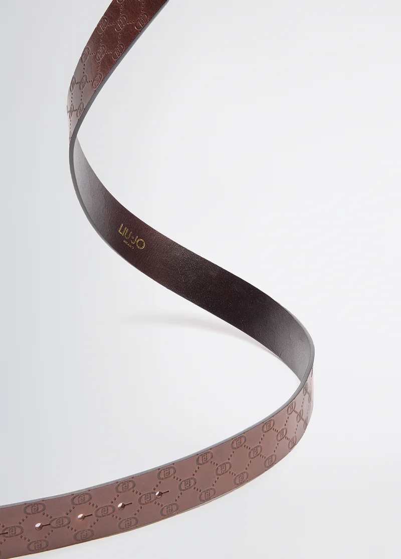 Leather belt with logo