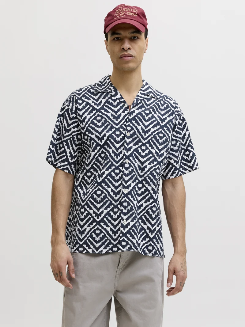 JJMILO SEERSUCKER RESORT SHIRT SS, Sky Captain/AOP
