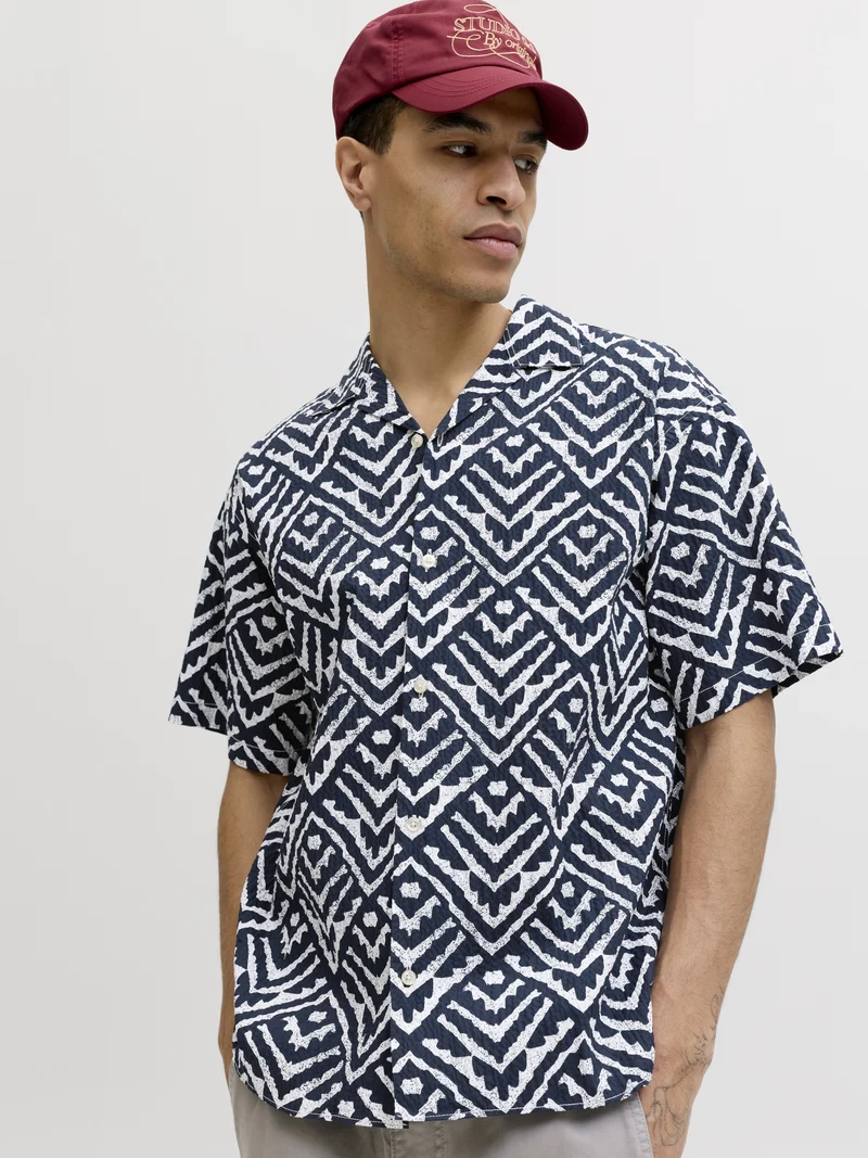 JJMILO SEERSUCKER RESORT SHIRT SS, Sky Captain/AOP