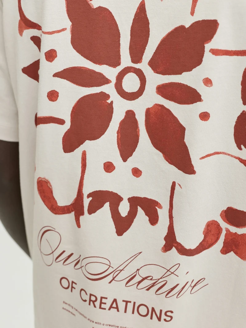 JJART PRINT TEE SS CREW NECK, Moonbeam
