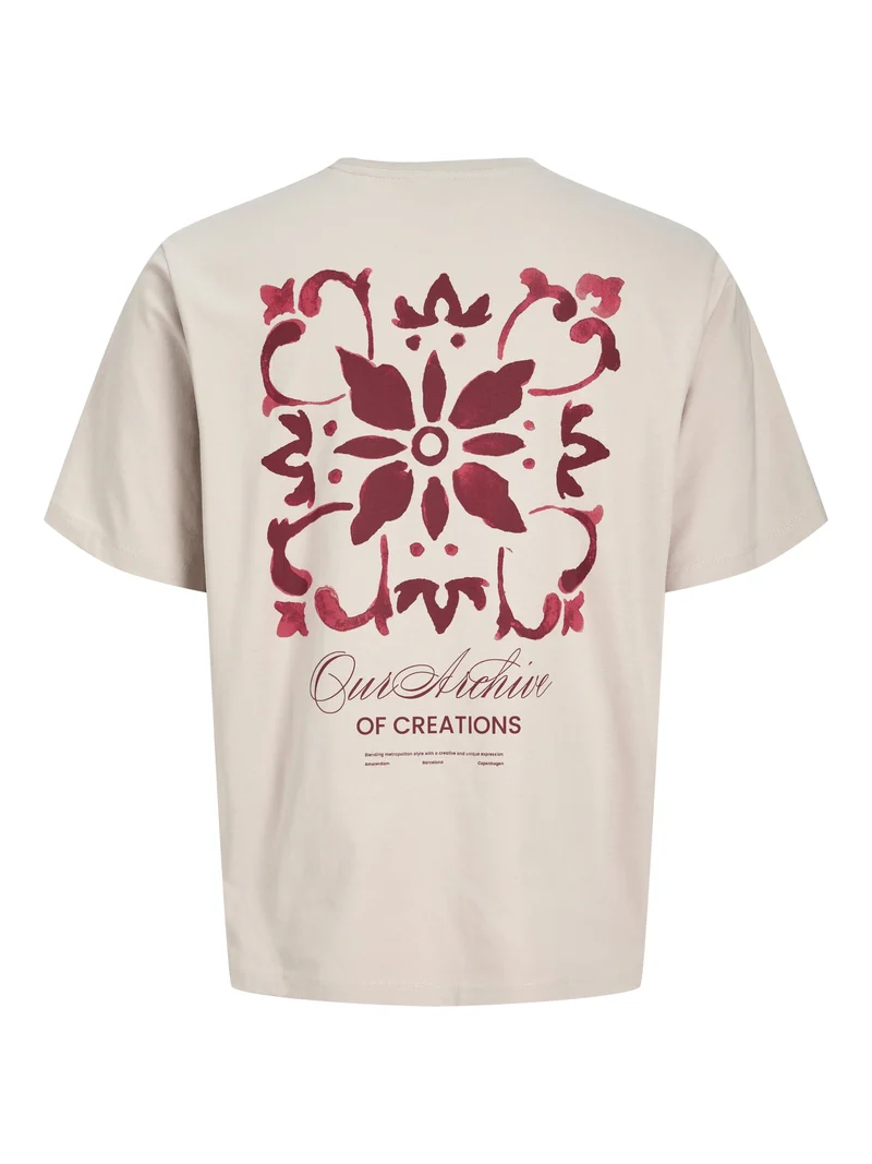 JJART PRINT TEE SS CREW NECK, Moonbeam