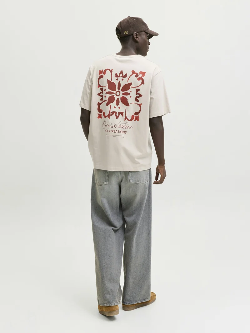 JJART PRINT TEE SS CREW NECK, Moonbeam